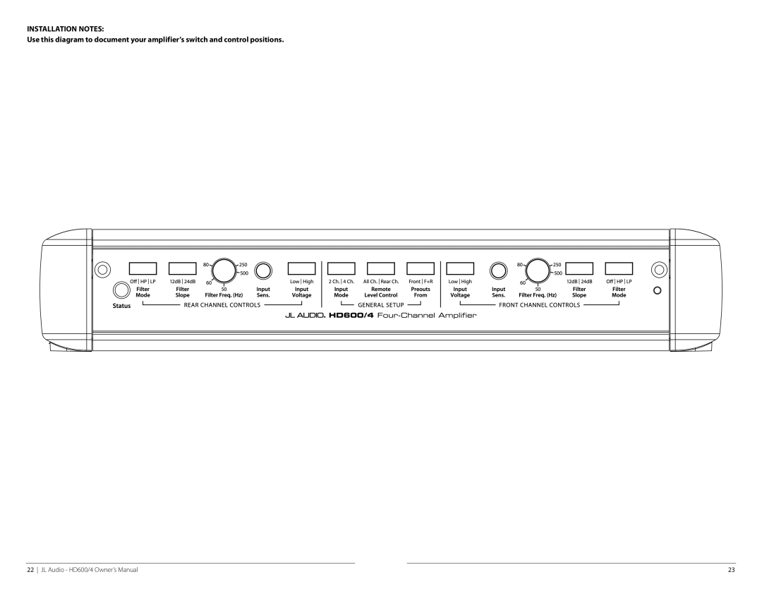 JL Audio HD600/4 owner manual Installation Notes 